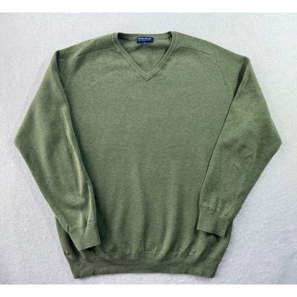 Peter Millar Crown Crafted Men's V-Neck Cotton Lyocell Nylon Silk Sweater XL